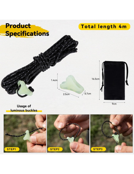 Cuerdas de Tienda HIKEMAN 4m Reflectantes 2mm UHMWPE Camping Cuerdas de Tienda HIKEMAN 4m Reflectantes 2mm UHMWPE Camping