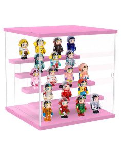 Caja de Exhibición Acrílica Nynelly 5 Niveles Rosa 31.7x29.7x32.6cm