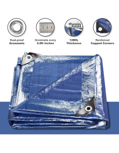 Lona Impermeable BSRHOME 2.44x3.05m Azul 0.30cm 2 Paquetes 2