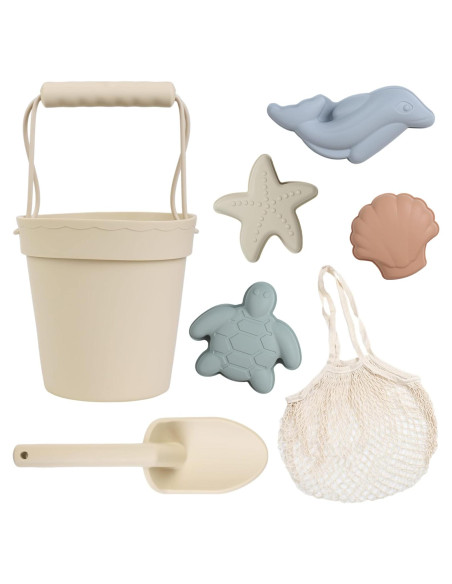 Conjunto de Juguetes de Playa de Silicona BLUE GINKGO - 7 Piezas Beige Conjunto de Juguetes de Playa de Silicona BLUE GINKGO - 7 Piezas Beige