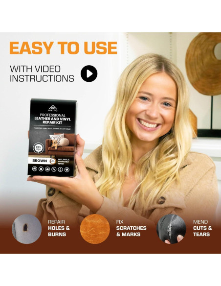 Kit de Reparación de Vinilo Marrón FORTIVO - Gel para Cuero Kit de Reparación de Vinilo Marrón FORTIVO - Gel para Cuero