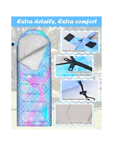 Saco de dormir PAMAID para niños 3 estaciones 10-26C ligero Saco de dormir PAMAID para niños 3 estaciones 10-26C ligero