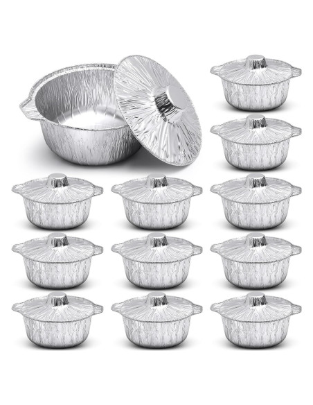 12 Botes de Aluminio Desechables Ziliny 1 L con Tapa 12 Botes de Aluminio Desechables Ziliny 1 L con Tapa