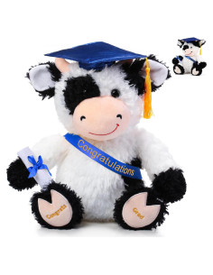 Vaca de Peluche de Graduación Chalyna 25.4 cm Azul
