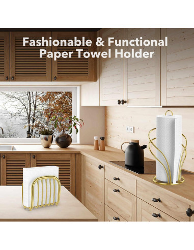 Soporte para Toallas de Papel Wuwrll Acero Inoxidable Dorado