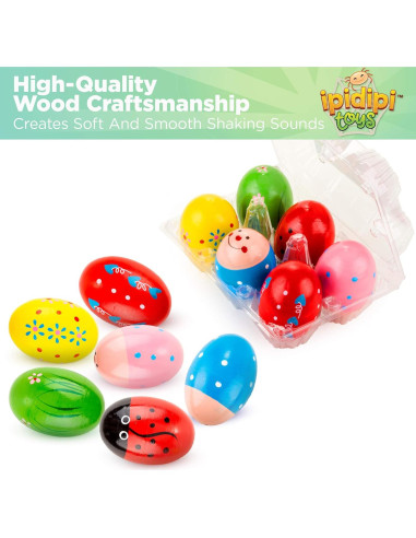 Shakers de Huevo Maracas IPIDIPI TOYS - 6 Piezas de Madera
