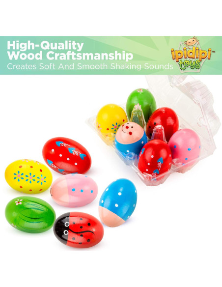 Shakers de Huevo Maracas IPIDIPI TOYS - 6 Piezas de Madera Shakers de Huevo Maracas IPIDIPI TOYS - 6 Piezas de Madera