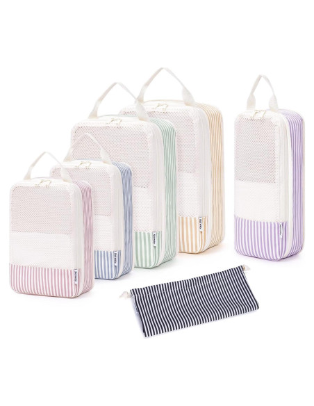 Set de 6 Cubos de Compresión Narwey para Viajes - Rayas Set de 6 Cubos de Compresión Narwey para Viajes - Rayas
