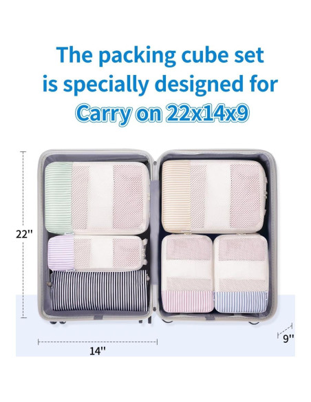 Set de 6 Cubos de Compresión Narwey para Viajes - Rayas Set de 6 Cubos de Compresión Narwey para Viajes - Rayas