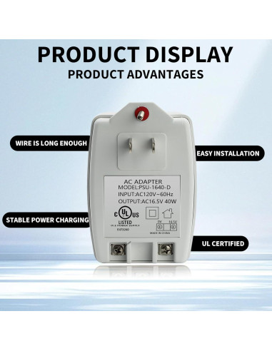Transformador AC 16.5V 40VA CentroPower para Timbres y Alarmas