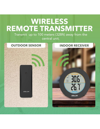 Termómetro Inalámbrico BALDR para Interior y Exterior - LCD 2.5"