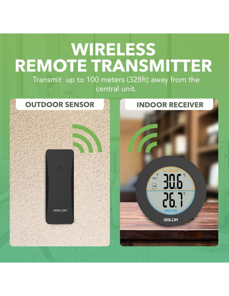 Termómetro Inalámbrico BALDR para Interior y Exterior - LCD 2.5" Termómetro Inalámbrico BALDR para Interior y Exterior - LCD 2.5"