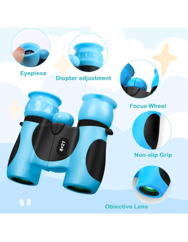 Binoculares BLACKICE 8x21 para Niños, Compactos y Seguros