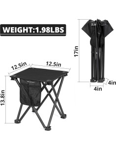 Taburete Plegable Camping TRIPLE TREE 2 Paquete 35.1cm Negro 2