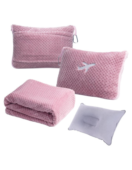 Juego de Manta y Almohada de Viaje Nenolix 350 GSM Rosa Juego de Manta y Almohada de Viaje Nenolix 350 GSM Rosa
