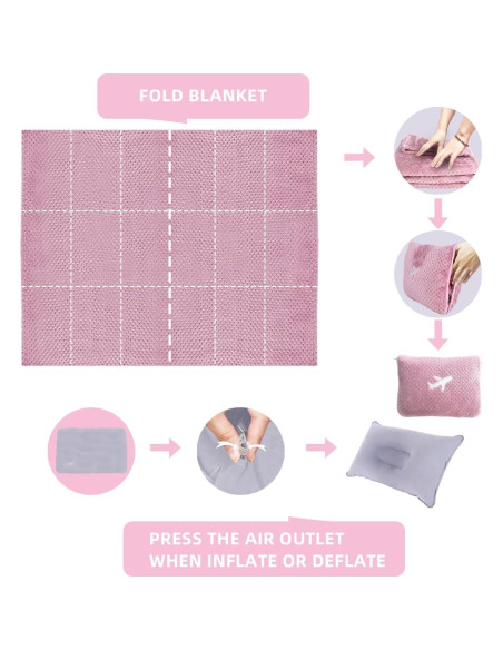 Juego de Manta y Almohada de Viaje Nenolix 350 GSM Rosa Juego de Manta y Almohada de Viaje Nenolix 350 GSM Rosa