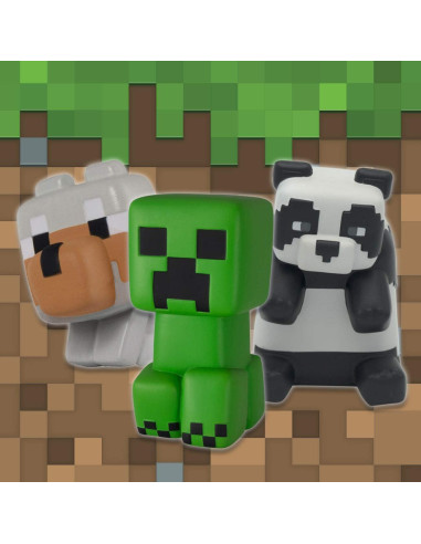 Paquete Mega SquishMe Minecraft - Creeper, Panda, Lobo