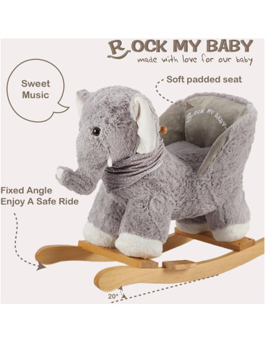 Caballo Balancín Elefante Rock My Baby para Bebés 1-3 Años