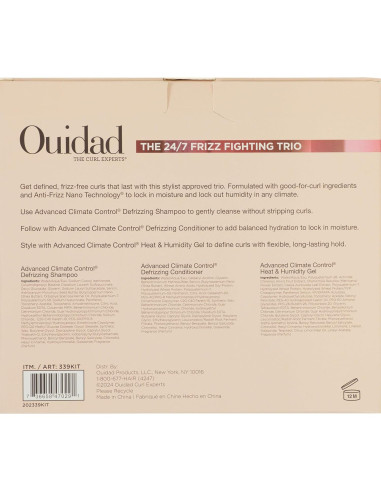 Kit de Cuidado para Cabello Rizado Ouidad 250 ml x 3 - Anti Frizz