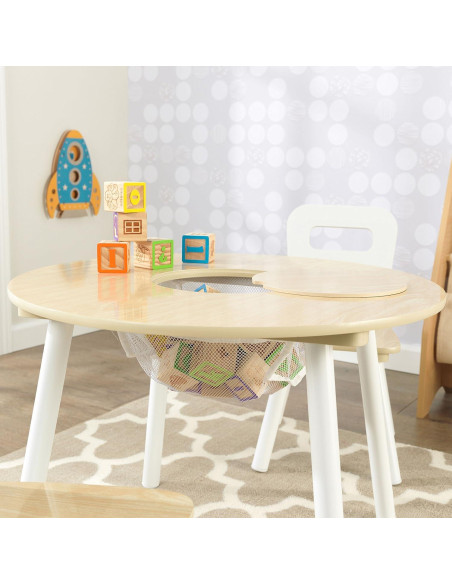 Juego de Mesa Redonda KidKraft con 2 Sillas y Almacenamiento - Natural y Blanco Juego de Mesa Redonda KidKraft con 2 Sillas y Almacenamiento - Natural y Blanco