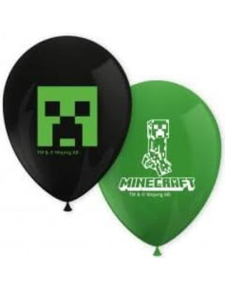 Globos de Fiesta Procos Minecraft 21 cm Verde y Negro - 8 Pzas Globos de Fiesta Procos Minecraft 21 cm Verde y Negro - 8 Pzas