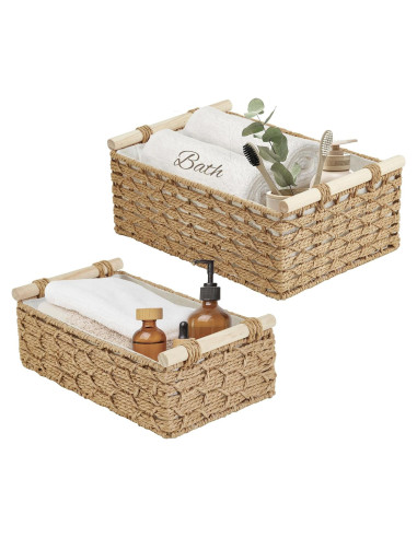 Cestas de Almacenamiento DECOMOMO Beige Juego de 2 37x25cm