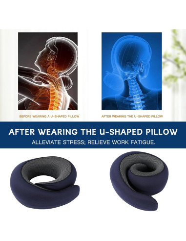 Almohada de Viaje Tuvalud CH001-1 Espuma Viscoelástica Ajustable