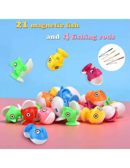 Juego de Pesca Magnético QuadPro - 21 Peces, 4 Cañas, Música Juego de Pesca Magnético QuadPro - 21 Peces, 4 Cañas, Música