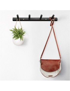 Ganchos de Pared Homode de Madera Natural, 4 Ganchos, Negro 2