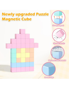 Bloques Magnéticos Doloowee 50 PCS Macaron para Niños 3-8 Años 2