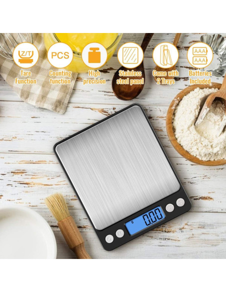 Báscula de Cocina Digital Diyife 500g/0.01g con 2 Bandejas Báscula de Cocina Digital Diyife 500g/0.01g con 2 Bandejas