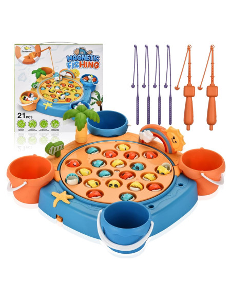 Juego de Pesca Magnético Jovarous - 21 Peces y 6 Cañas Juego de Pesca Magnético Jovarous - 21 Peces y 6 Cañas