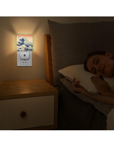 Luz Nocturna LED Enchufable YKJAHSD Olas del Océano 11.5x7.5 cm