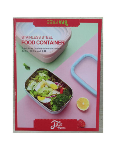 Contenedor de Ensalada Lille Home Acero Inoxidable 3 Piezas 1.4L