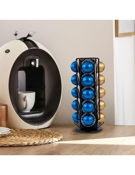 Soporte giratorio para 20 cápsulas de café MyGift negro Soporte giratorio para 20 cápsulas de café MyGift negro