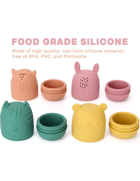 Juguetes de Baño de Silicona AULEGE para Bebés 6-36 Meses Juguetes de Baño de Silicona AULEGE para Bebés 6-36 Meses