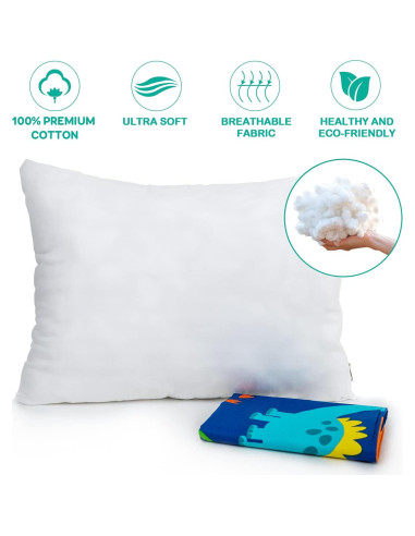 Almohada para Niños Cottonblue 14x19" Algodón Orgánico Dinosaurio