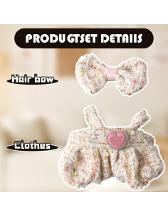 Conjunto de Ropa para Muñecas Labubu Beige 2 Piezas 17cm 2