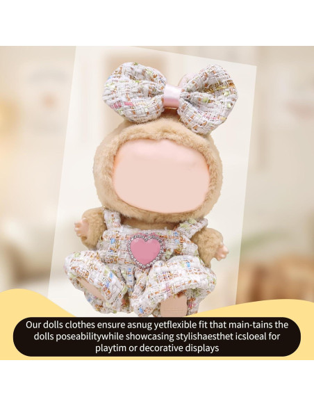 Conjunto de Ropa para Muñecas Labubu Beige 2 Piezas 17cm Conjunto de Ropa para Muñecas Labubu Beige 2 Piezas 17cm