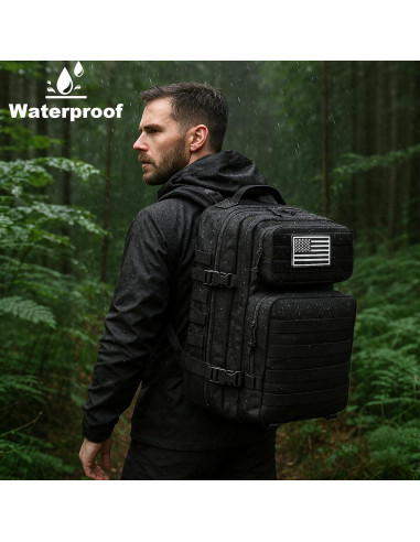 Mochila Táctica Militar ULIEGTRS 45L Negra para Senderismo
