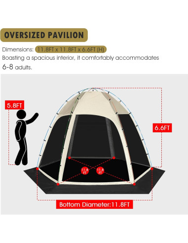 Tienda de Pantalla Siebwin Y04 3.6x3.6m para 8 Personas Caqui
