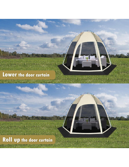 Tienda de Pantalla Siebwin Y04 3.6x3.6m para 8 Personas Caqui Tienda de Pantalla Siebwin Y04 3.6x3.6m para 8 Personas Caqui