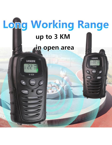 Walkie Talkies LOUKIENE para Niños 22 Canales 3 KM Negro