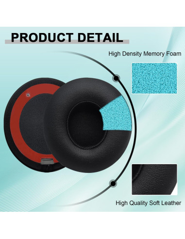 Almohadillas de Reemplazo HAOMUK para Auriculares Beats Solo 2 y 3