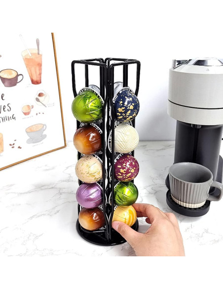 Soporte para cápsulas de café ZECENN para Nespresso Vertuoline - 20 cápsulas, rotación 360 Soporte para cápsulas de café ZECENN para Nespresso Vertuoline - 20 cápsulas, rotación 360