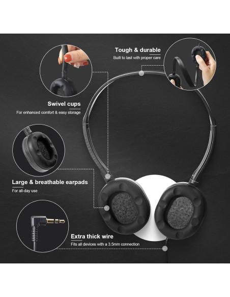 Auriculares con Cable Flutesan para Niños 30 Piezas Negro Auriculares con Cable Flutesan para Niños 30 Piezas Negro