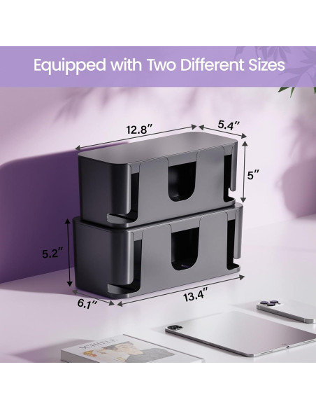Caja Organizadora de Cables Delamu 2 Pack Negro - Grande y Mediana Caja Organizadora de Cables Delamu 2 Pack Negro - Grande y Mediana
