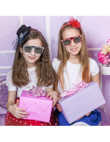 Paquete de 16 Gafas Pixeladas para Fiestas - 8 Colores