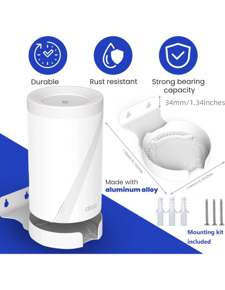 Soporte de Pared para TP-Link Deco BE63/BE65/BE67/BE68/BE10000/BE11000/BE14000 - Aluminio Blanco con Estante para Cables Soporte de Pared para TP-Link Deco BE63/BE65/BE67/BE68/BE10000/BE11000/BE14000 - Aluminio Blanco con Estante para Cables