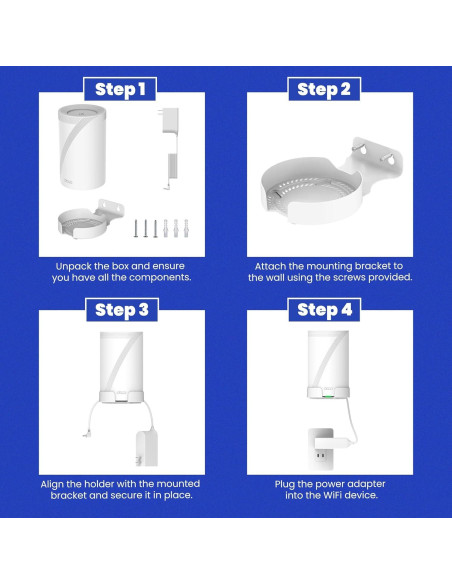 Soporte de Pared para TP-Link Deco BE63/BE65/BE67/BE68/BE10000/BE11000/BE14000 - Aluminio Blanco con Estante para Cables Soporte de Pared para TP-Link Deco BE63/BE65/BE67/BE68/BE10000/BE11000/BE14000 - Aluminio Blanco con Estante para Cables